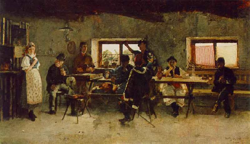 Simon Hollosy Carousing in the Tavern china oil painting image